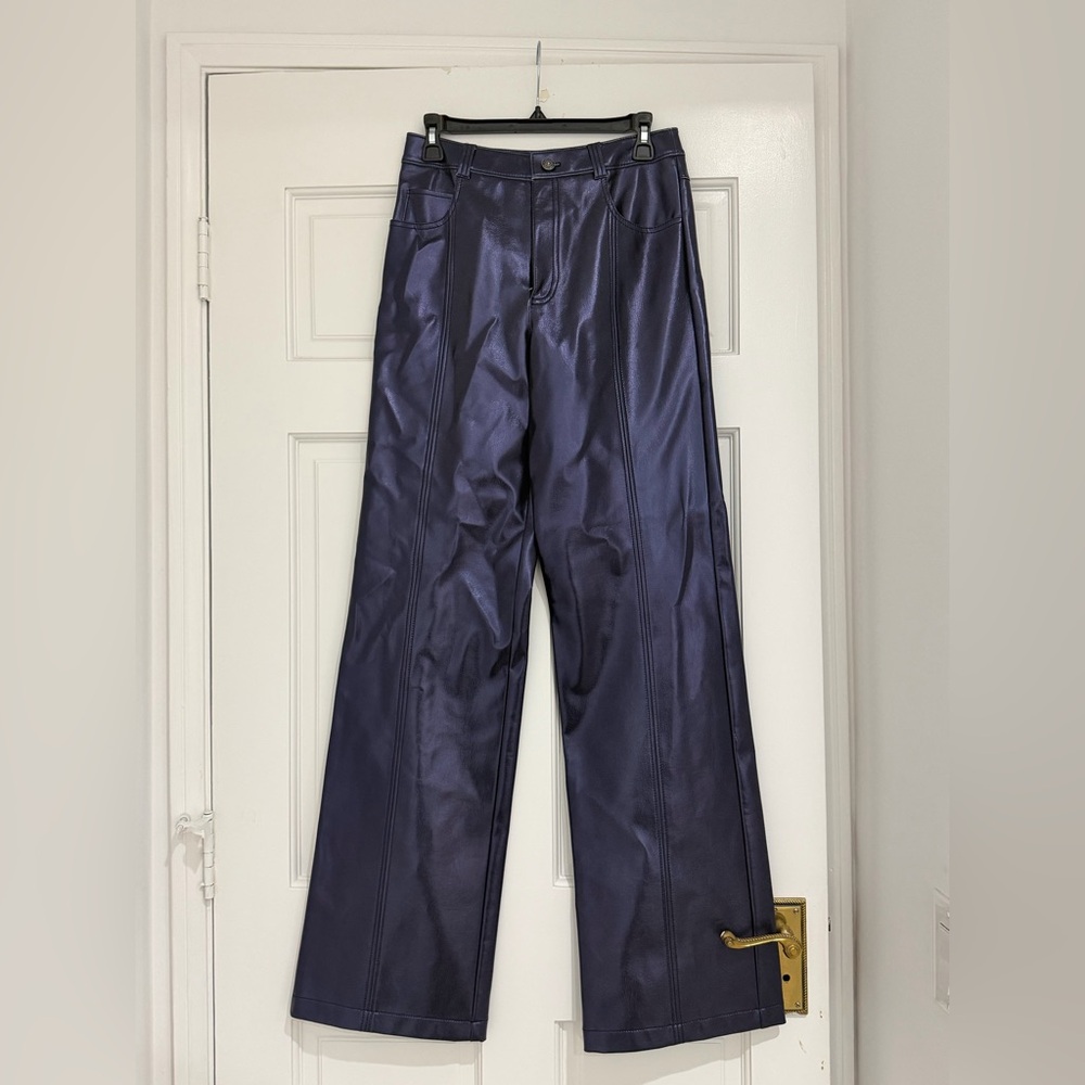 Cinq a Sept blue leather pants